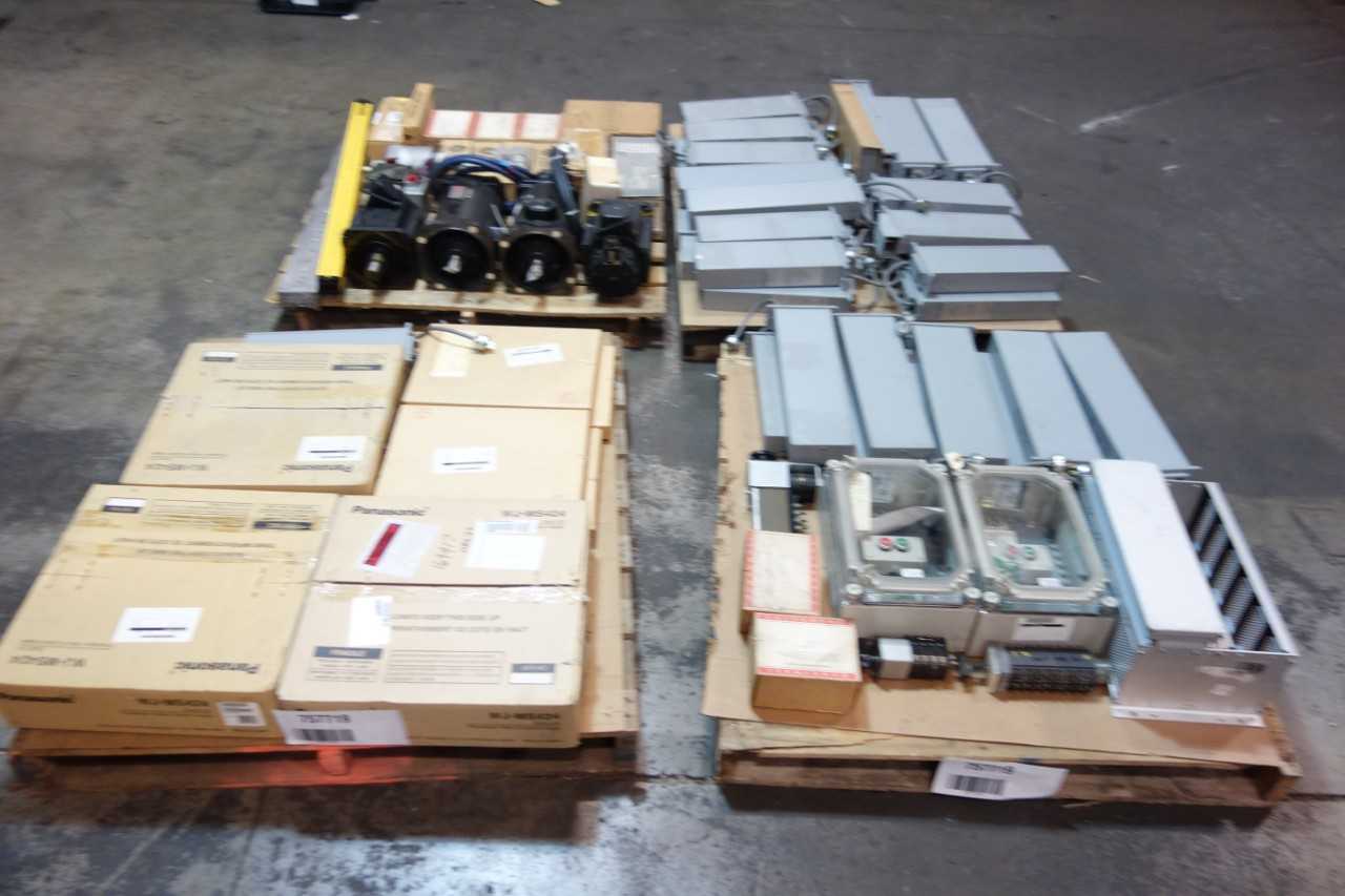 4 PALLETS OF ASSORTED ELECTRICAL AUTOMATION, CONTROLLER CONTROLS, SERVO MOTOR, CHASSIS MODULE, SWITCHES, CONTROLS - AUTOMATION & CONTROLS