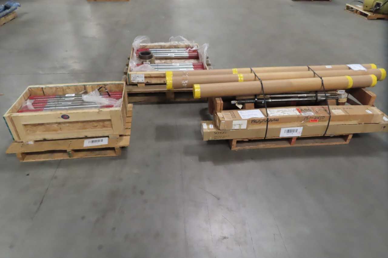 3 PALLETS OF ASSORTED SHAFTS, STUDS, SCANNER HEADS, RODS, SPINDLES - MACHINING TOOLING & PARTS