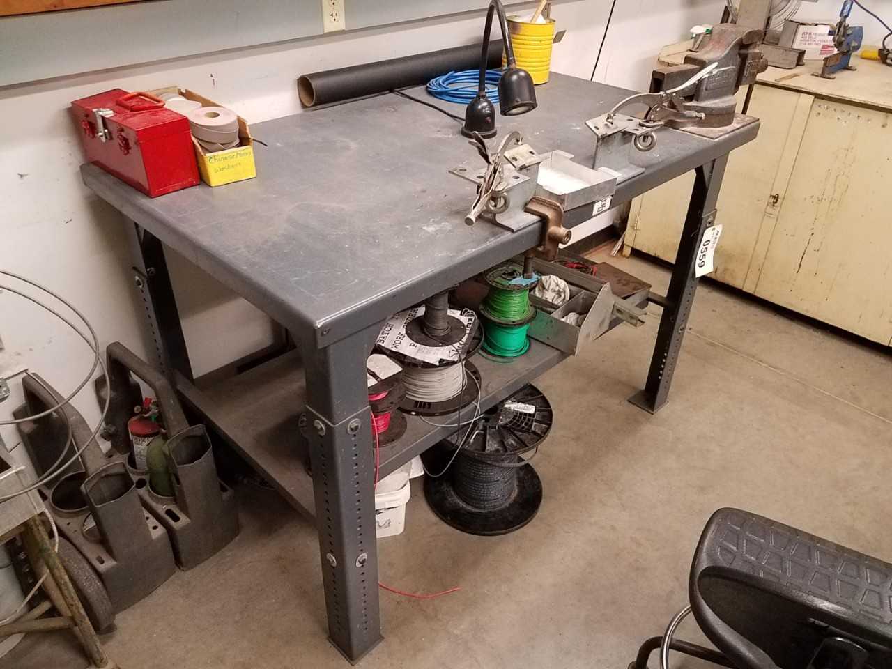 5' x 3' steel work bench with Wilton 4" vise - PLANT & FACILITY