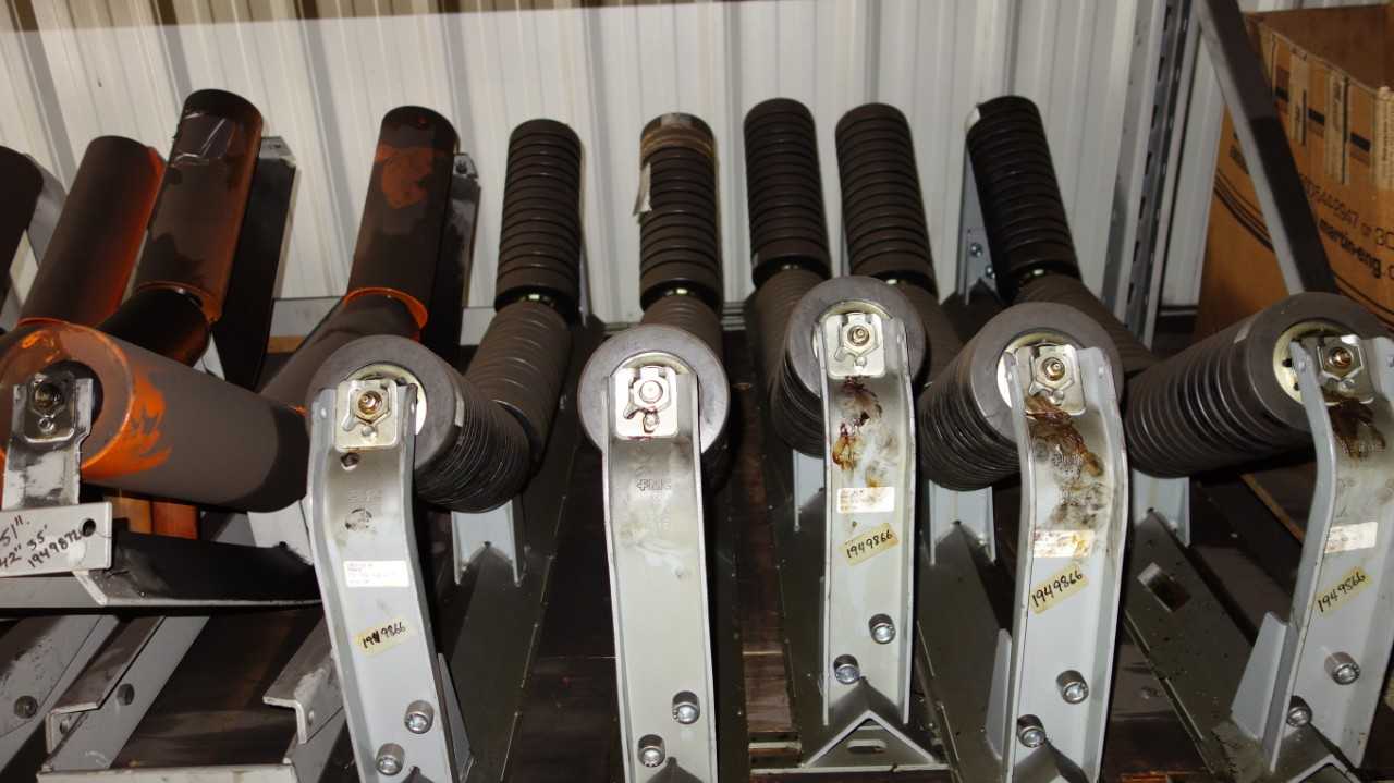 CONTENTS OF 3 SHELF COLUMNS, IDLERS, BELTS, GASKETS - MACHINING ACCESSORIES & TOOLING