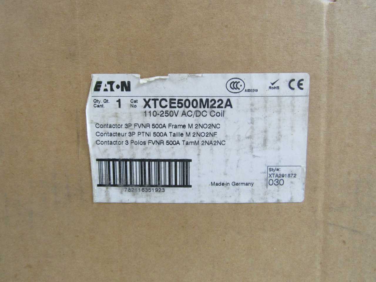 Quantity of 2x XTCE500M22A Contactors - CONTACTORS