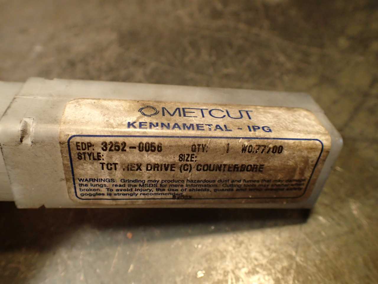 Metcut 3252-0056 7/8" Tungsten Carbide Tipped Counterbore: C Hex Drive - MACHINE TOOLING