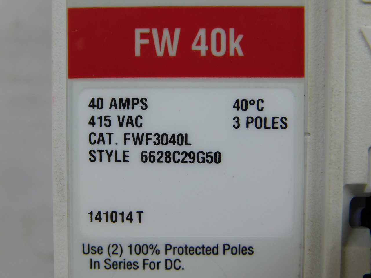 Lot of 1x FWF3040L MCCB/Molded Case Circuit Breaker - CIRCUIT BREAKERS
