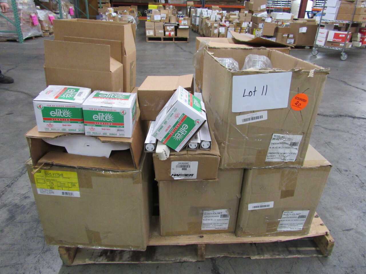 Pallet of 236x Assorted Lights, LEDs, Electrical Conduit Fittings, Tools & Neutral/Ground & Cables - ELECTRICAL COMPONENTS