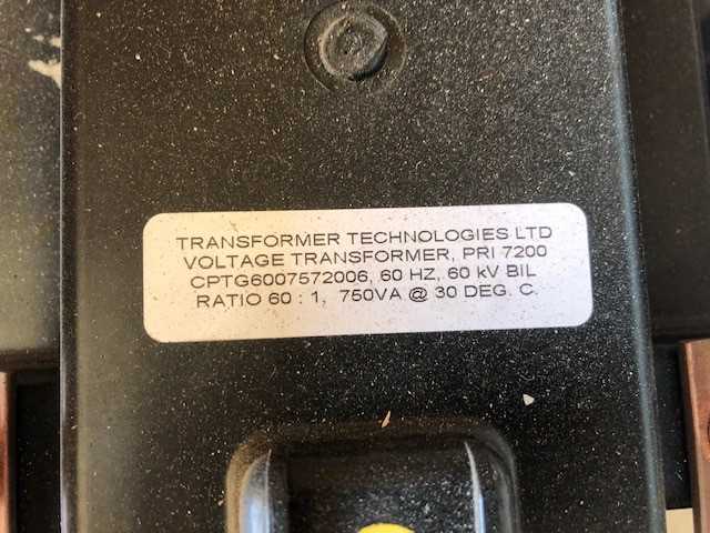 QTY OF (12) VOLTAGE TRANSFORMERS, 7200A, 60HZ, 60KV BIC - CONTROL TRANSFORMERS