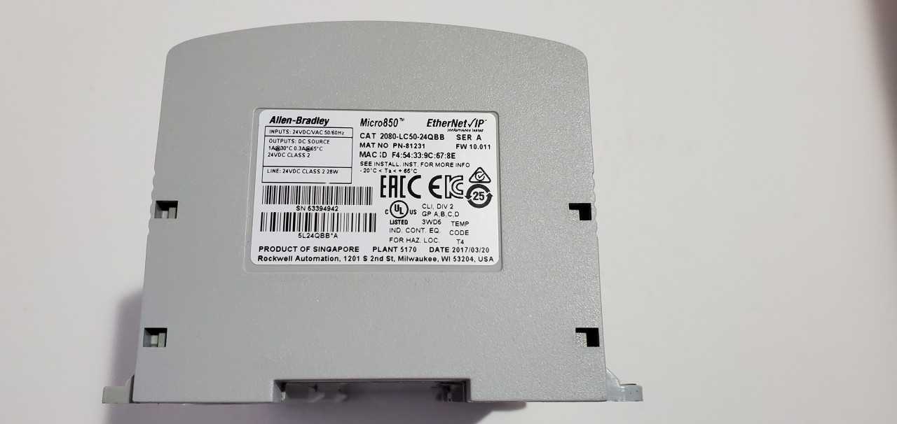 Allen Bradley Micro 850  2080-LC50-24QBB PLC - AUTOMATION & CONTROLS