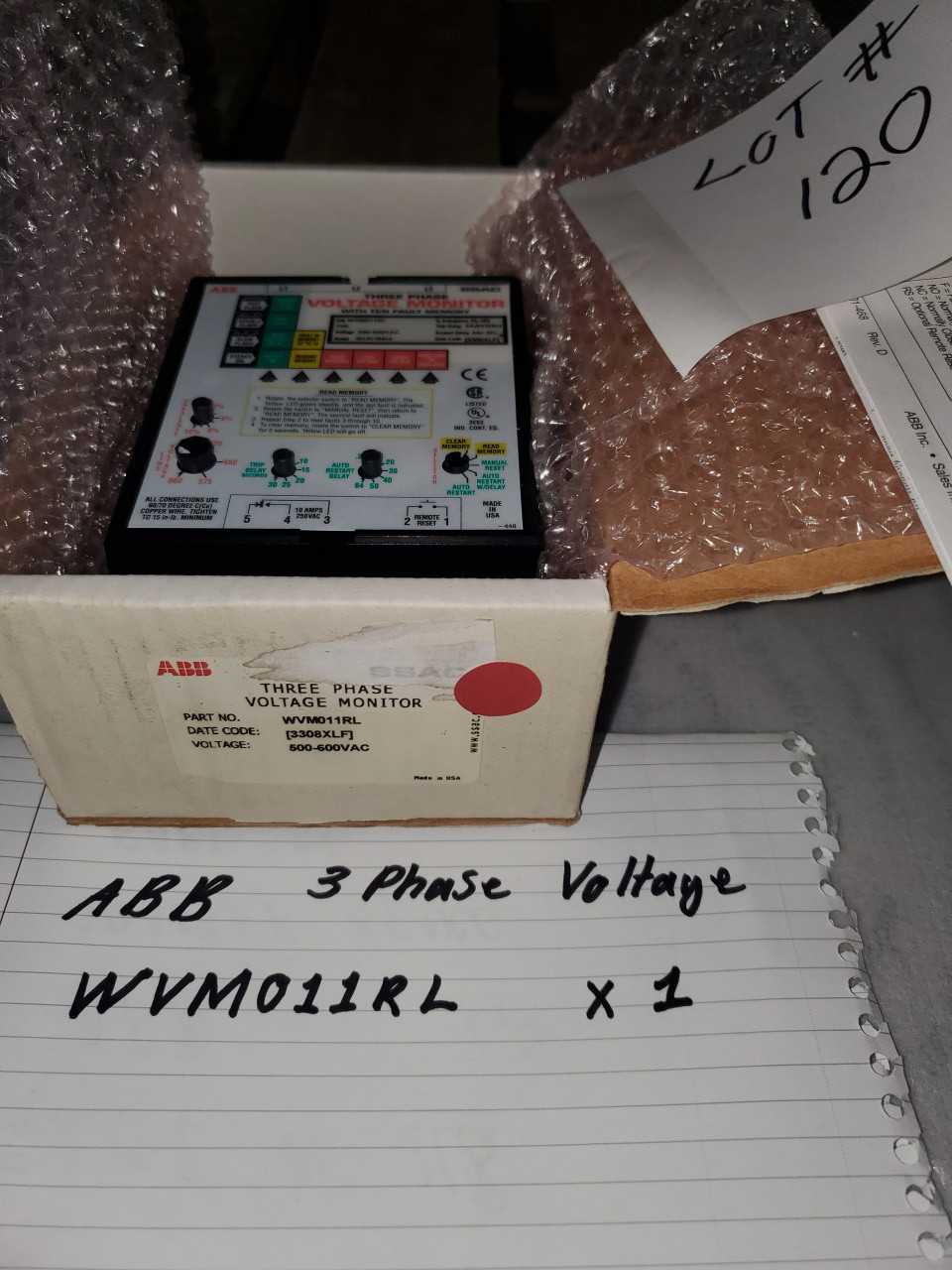 ABB - 3 PHASE VOLTAGE - WVM011RL QTY. 1 - AUTOMATION & CONTROLS