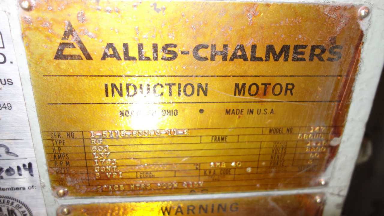 ALLIS CHALMERS 146 RG 600HP AC MOTOR 2300V 586US - MISCELLANEOUS