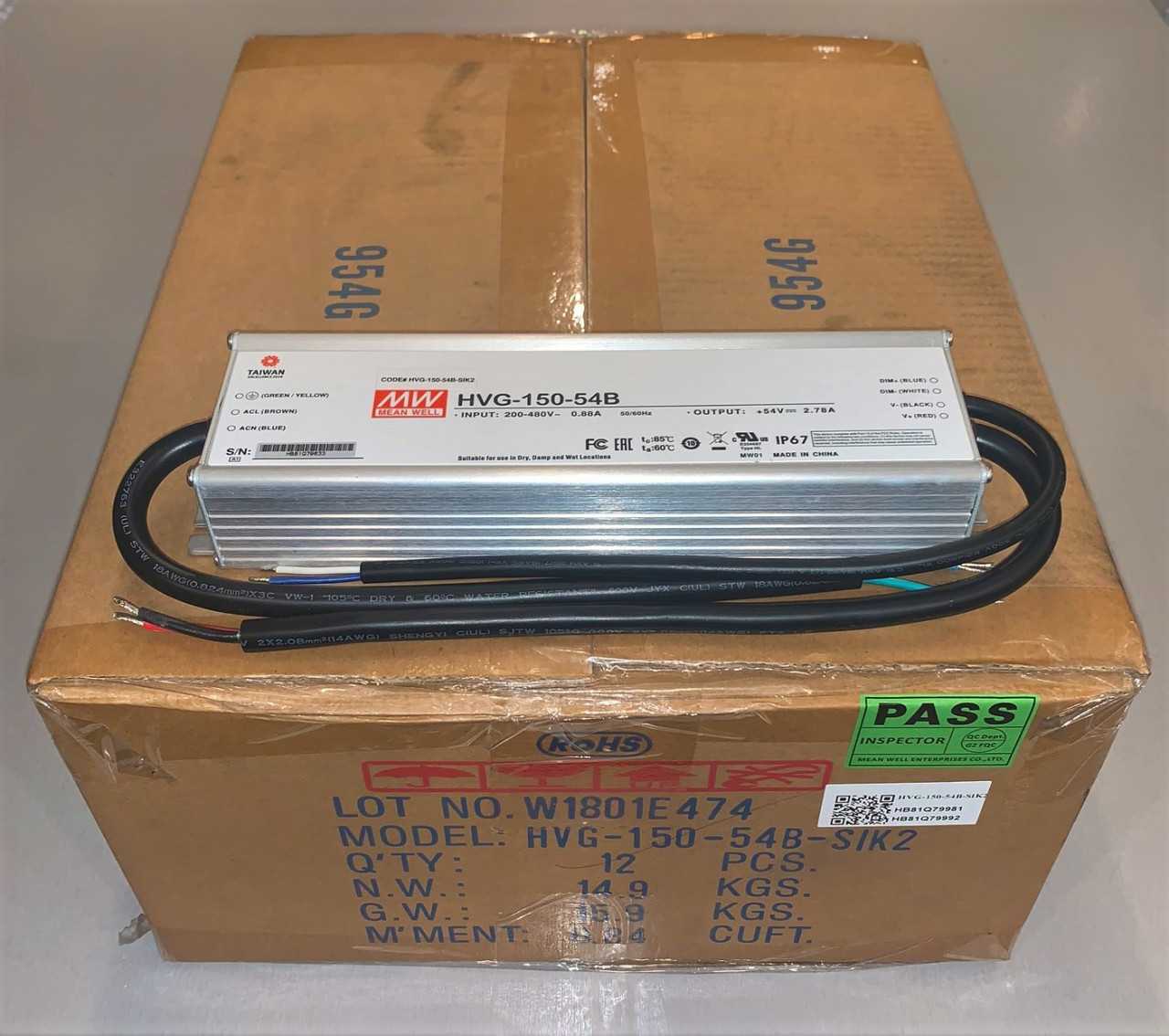 New - Lot of 60 - Mean Well HVG-150-54B-SIK2 LED Power Supply Driver - ELECTRICAL COMPONENTS