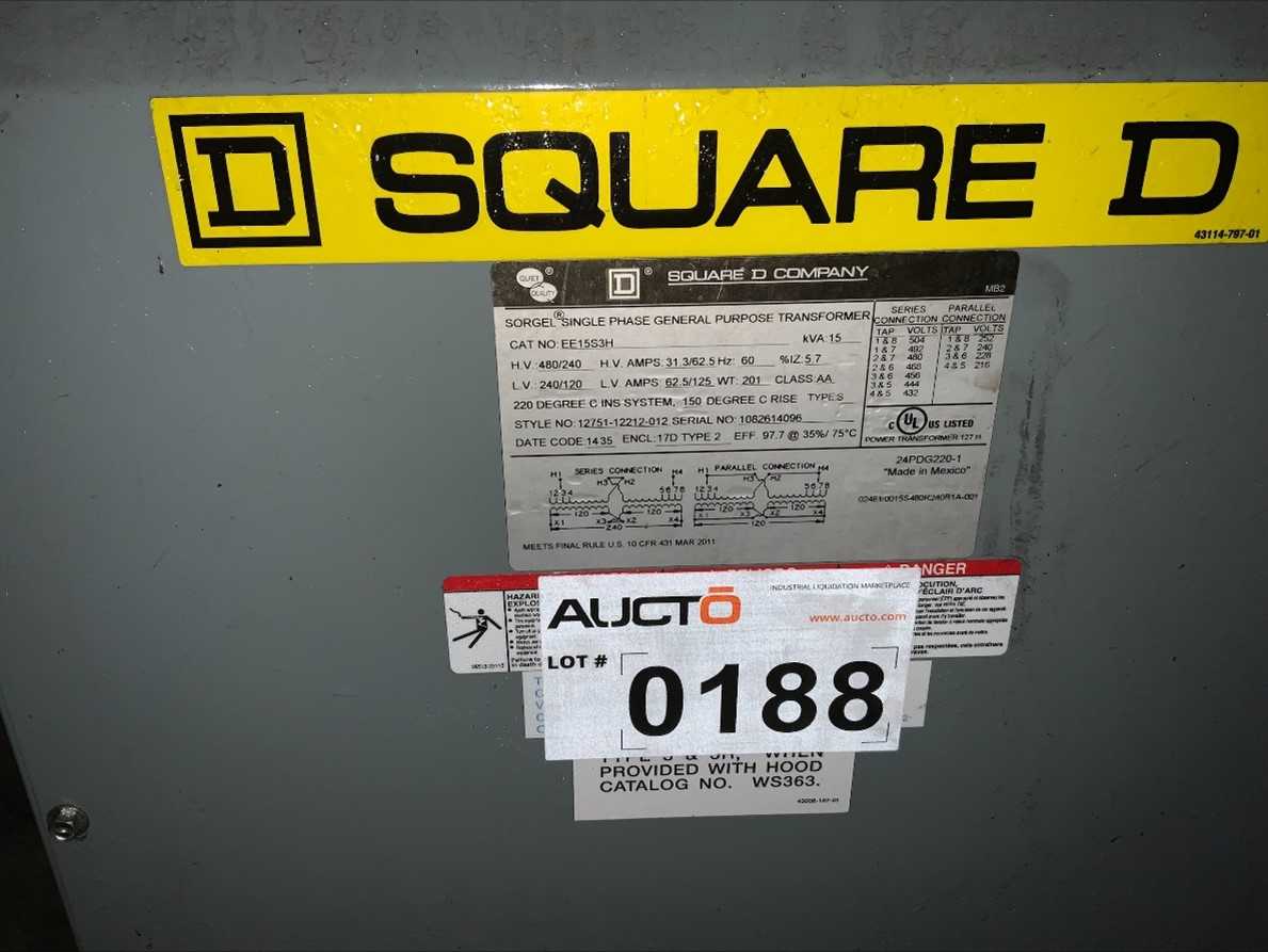 Square D Pad Mounted Transformer - CONTROL TRANSFORMERS
