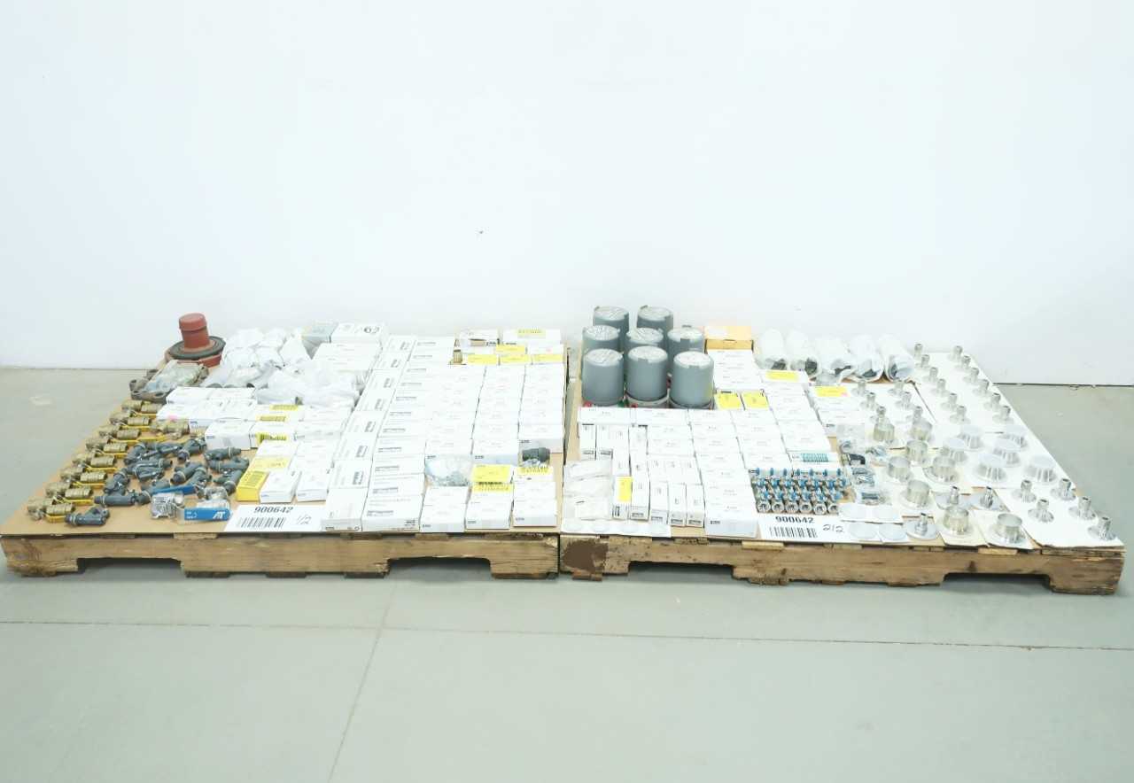 2 PALLETS OF ASSORTED STAINLESS FITTINGS, NOZZLE ASSEMBLY, BALL VALVES, CHECK VALVES, SOLENOID VALVE - BALL VALVE