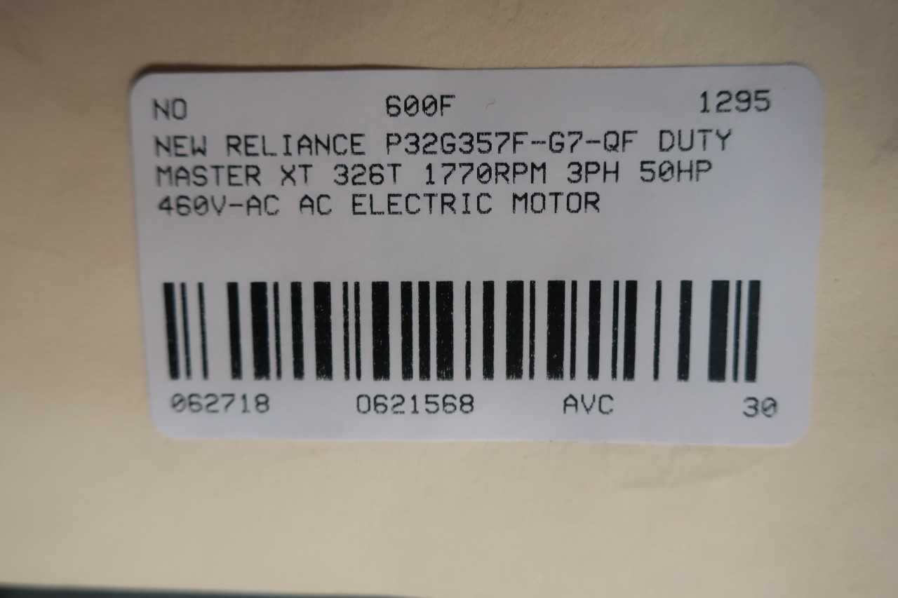 RELIANCE P32G357F-G7-QF XT AC MOTOR 50HP 326T 460V-AC - ELECTRIC MOTORS
