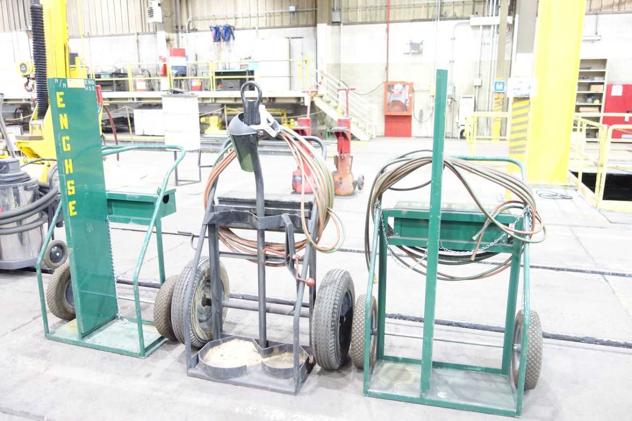 Lot of 3 Anthony welding/torching carts with cables - ROLLING CARTS