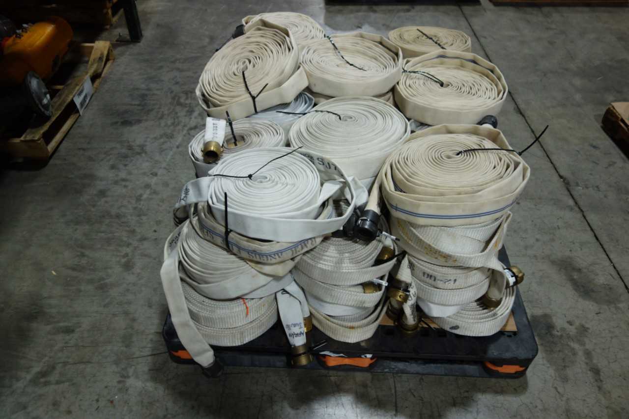 LOT OF 68 POLYFLEX FIRE HOSE 1-ONE HALF IN 50FT 100FT LENGTHS - SAFETY EQUIPMENT