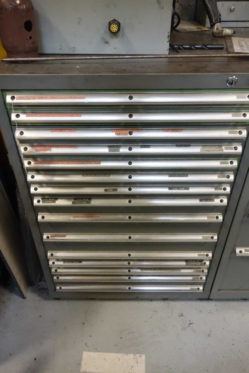 Tool cabinet with drill bits, taps, punches, dies - ELECTRIC POWER TOOLS