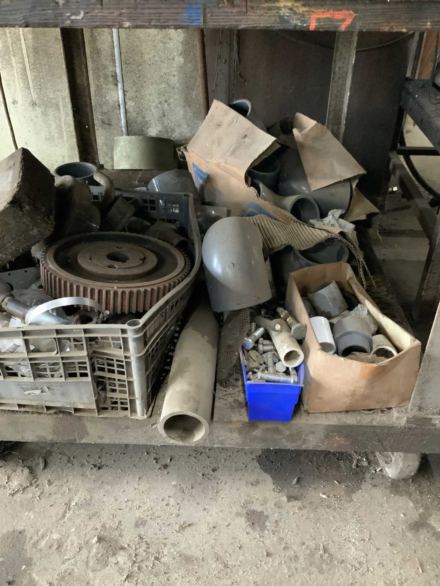 STEEL TABLE WITH CONTENTS - MATERIAL HANDLING