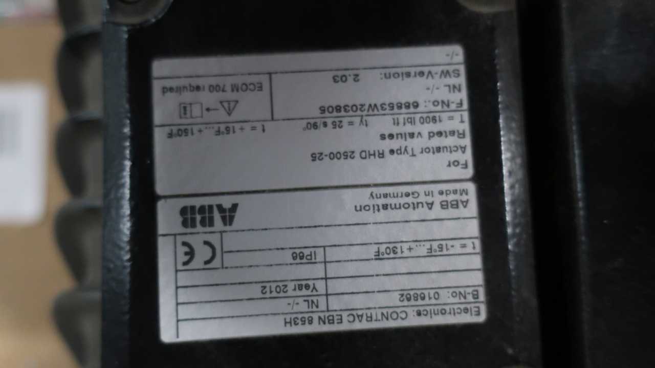 ABB RHD 2500-25 CONTRAC ELECTRIC ROTARY VALVE ACTUATOR - VALVES