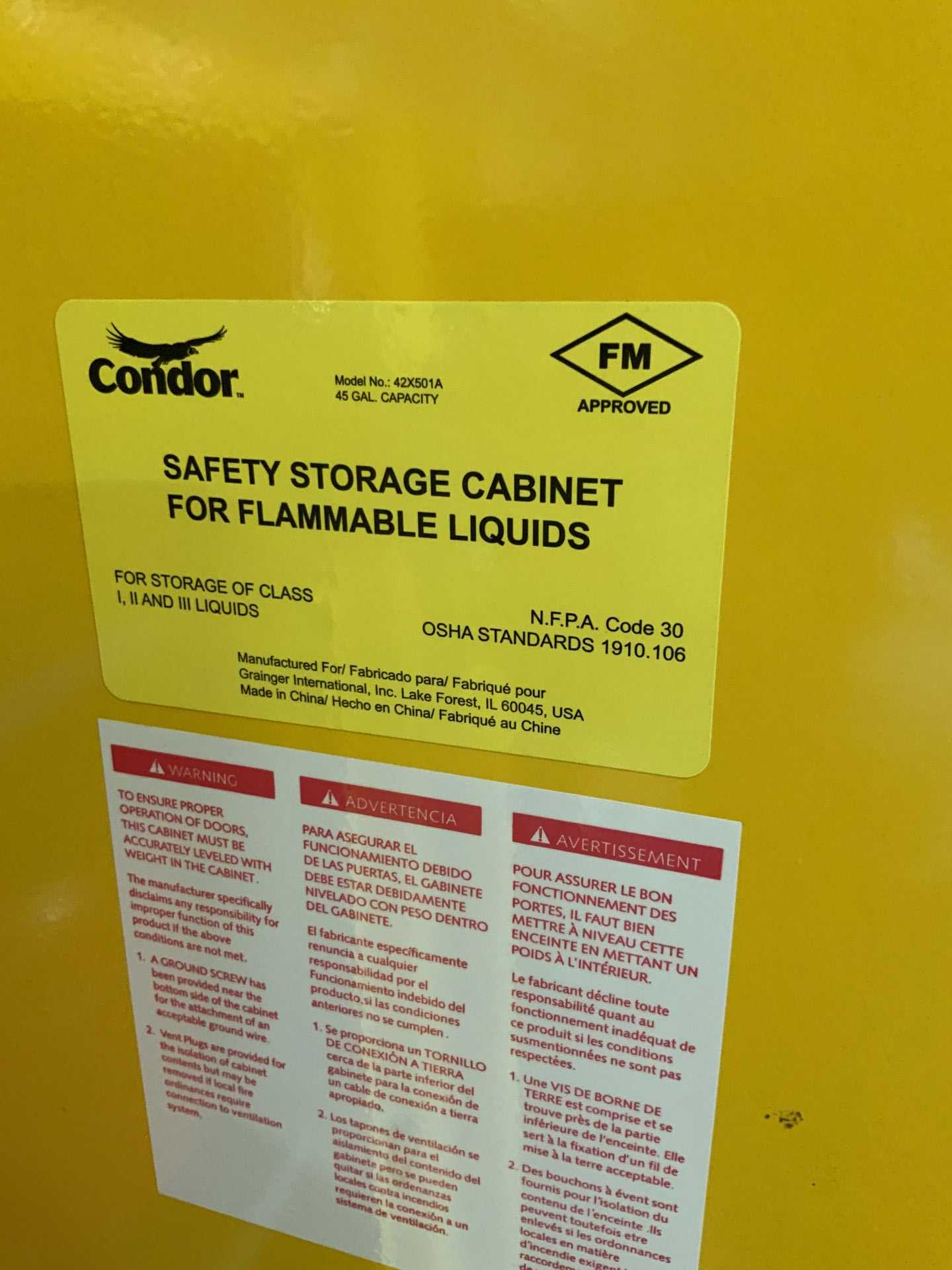 CONDOR 42X501A FLAME PROOF CABINET - TOOL STORAGE