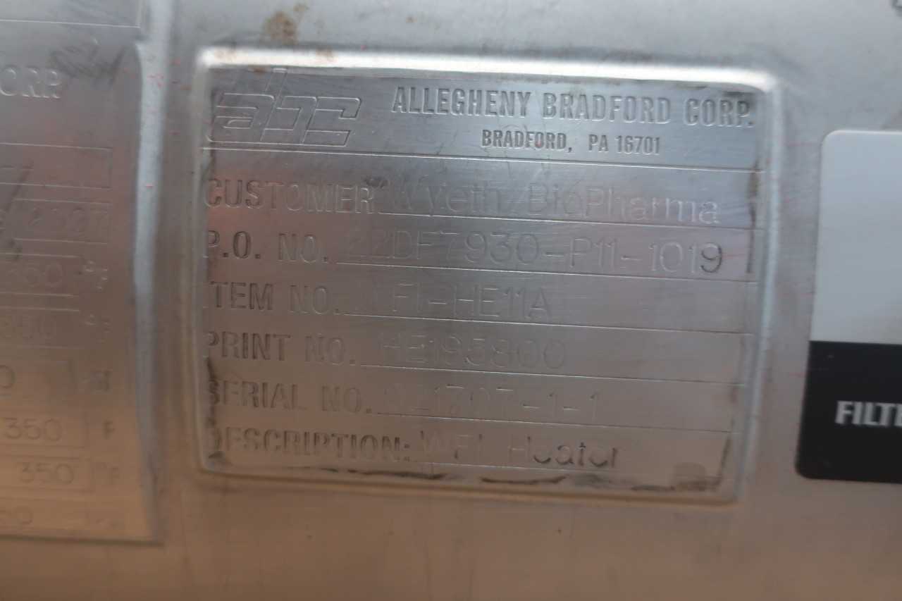 ALLEGHENY BRADFORD HE195800 350F 1-3/4IN STAINLESS 2IN SHELL AND TUBE HEAT EXCHANGER