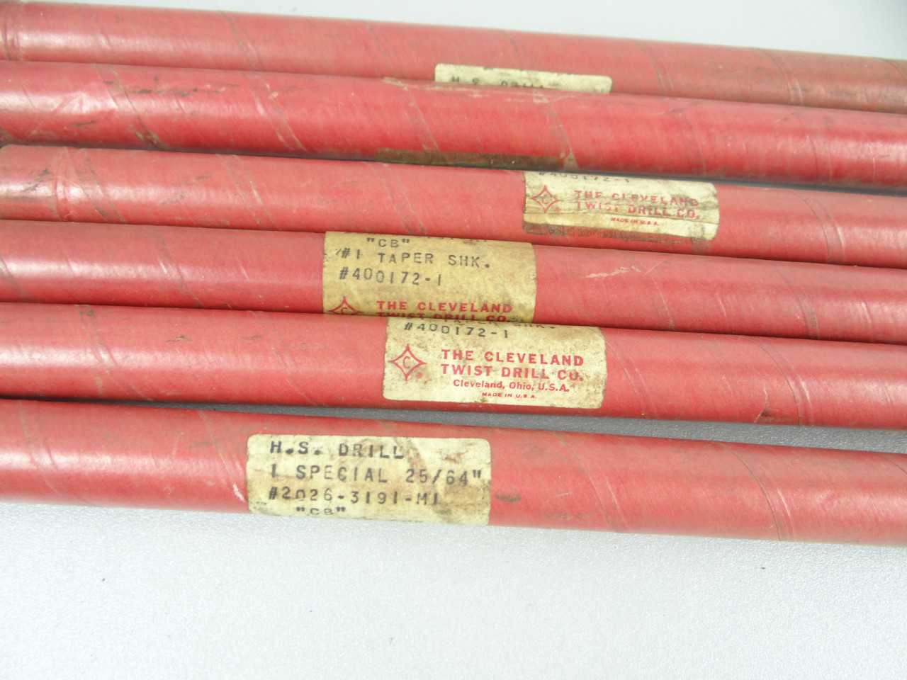NEW Lot of 6 Cleveland HSS 1MT Extra Length Taper Shank Drills - MACHINING EQUIPMENT PARTS