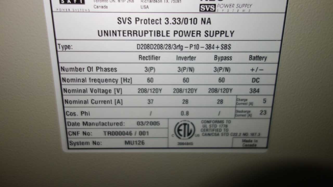 AEG SVS PROTECT 3.33/010 NA D208D208 UPS 120V-AC - ELECTRICAL COMPONENTS