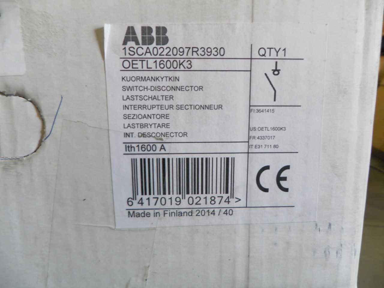 ABB Switch Disconnector Kit OETL1600K3 - AUTOMATION & CONTROLS