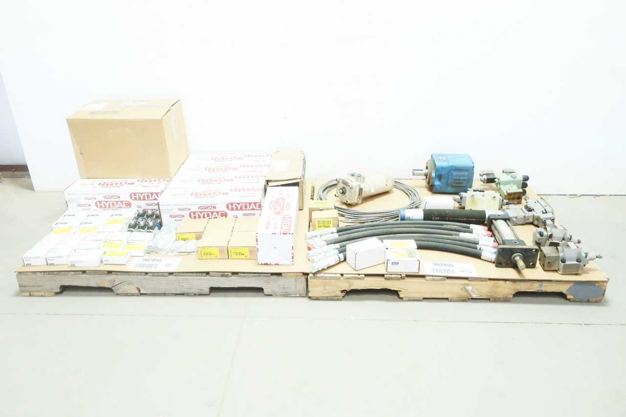 2 PALLETS OF ASSORTED HYDRAULIC FILTER ELEMENTS, HYDRAULIC DIRECTIONAL CONTROL VALVES, BALL VALVES, NEEDLE VALVES, FITTINGS, HYDRAULIC VANE PUMPS - CONTROL VALVE