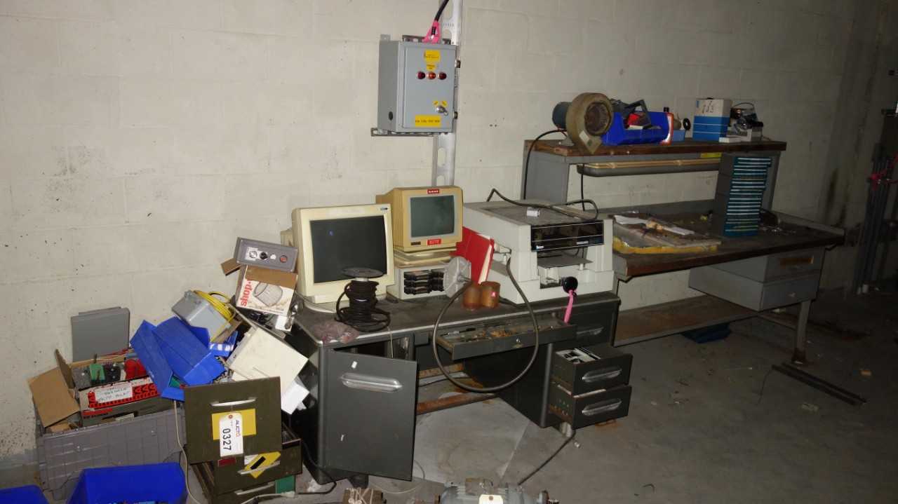 DESKS WITH CONTENTS INCLUDING FLOOR ITEMS - INDUSTRIAL PARTS