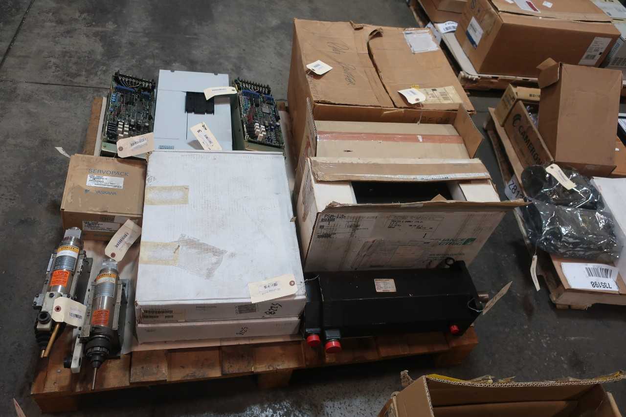 1 PALLET OF SERVO DRIVE, SERVO CONTROLS, SERVO MOTOR, MODULES, SERVO AMP, WELDING AND CUTTING TOOL, CIRCUIT BOARD- YASKAWA, TELEGYR SYSTEMS, STANELY, GIDDINGS & LEWIS - SERVO