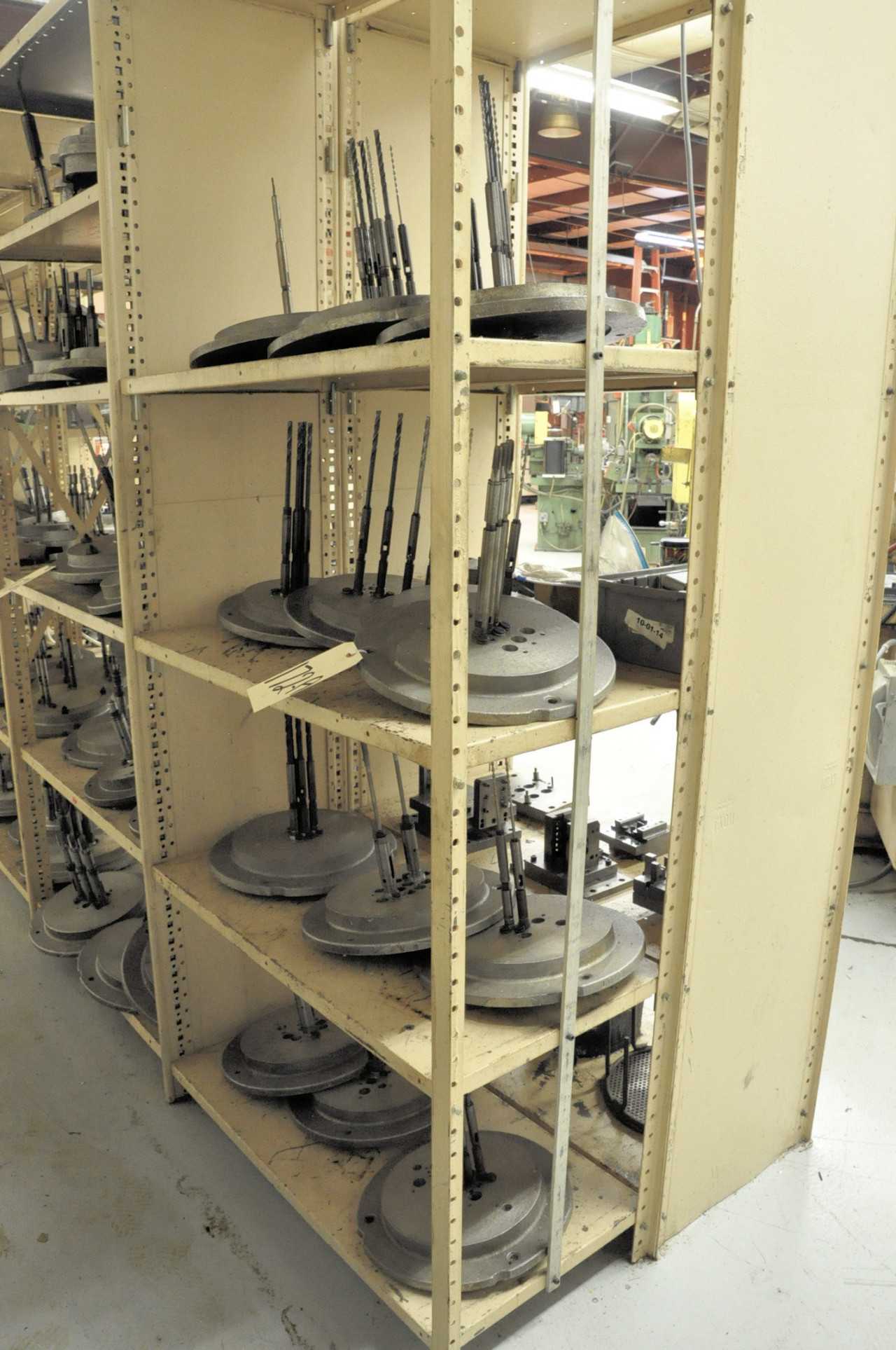 Lot-Cartridge Plates with Spindles on (4) Shelves in (1) Section, - ELECTRIC POWER TOOLS