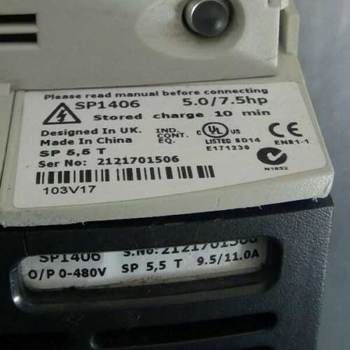 EMERSON CT Leroy-Somer SP1406 Unidrive 0-480V 4.0/5.5kW 9.5/11A 3Ph "Pulled from Working Machinery and Bench Tested" - MOTOR DRIVES