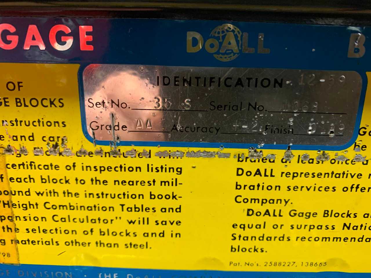 DoAll Gage Block Set - ELECTRIC POWER TOOLS