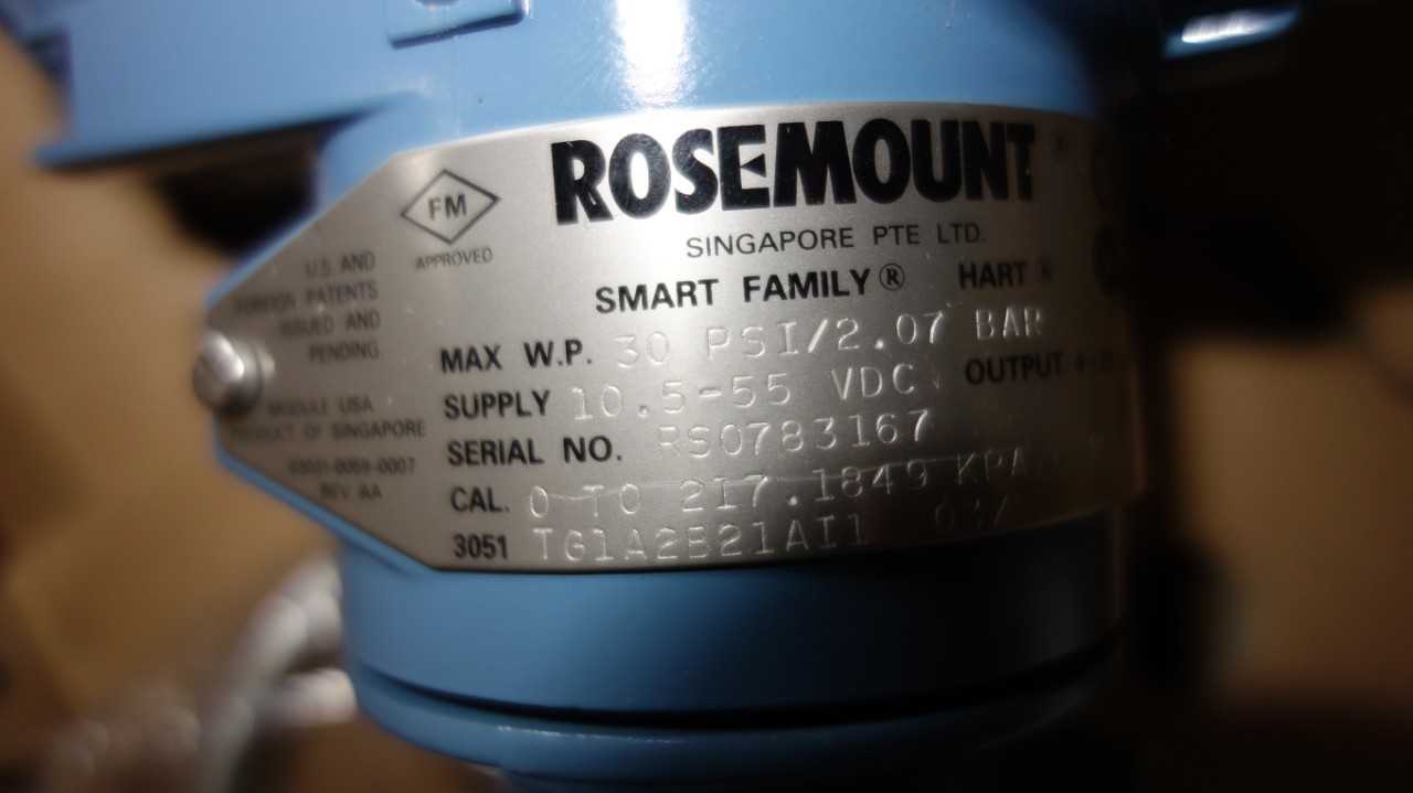 ROSEMOUNT 3051TG1A2B21AI1 PRESSURE TRANSMITTER - INSTRUMENTATION