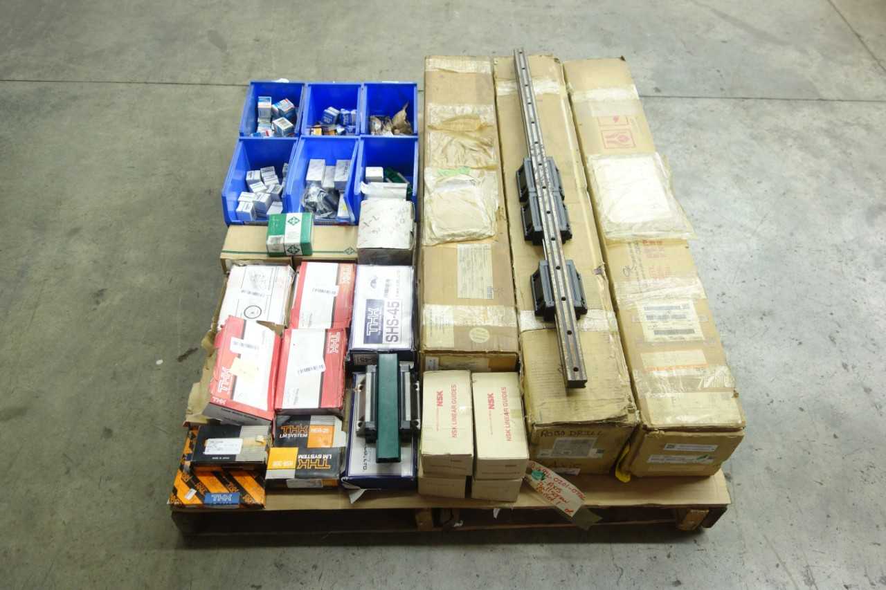 PALLET OF ASSORTED LINEAR BEARINGS, BALL SCREW ASSEMBLY - BEARINGS