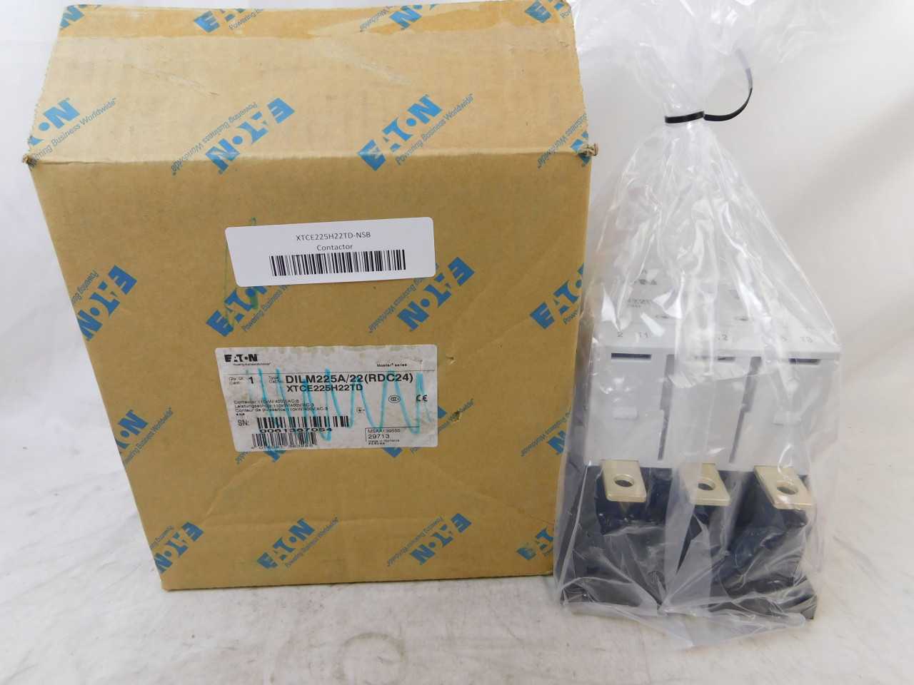 Quantity of 3 New Surplus Eaton XTCE225H22TD Non-Reversing Contactor Type XT 3P 225A 400V 2NO 2NC - CONTACTORS