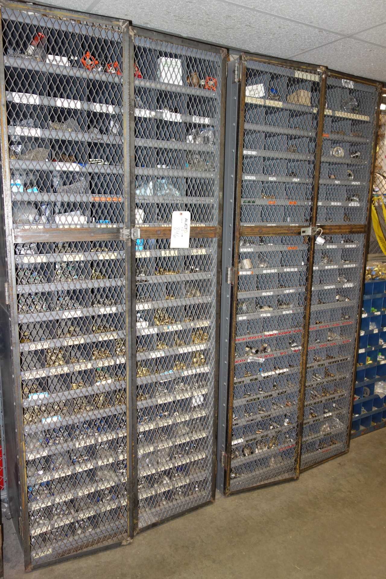Contents of 2 Shelving Sections - Parker, Swagelok Brass and Stainless Instrumentation Fittings - PROCESS EQUIPMENT