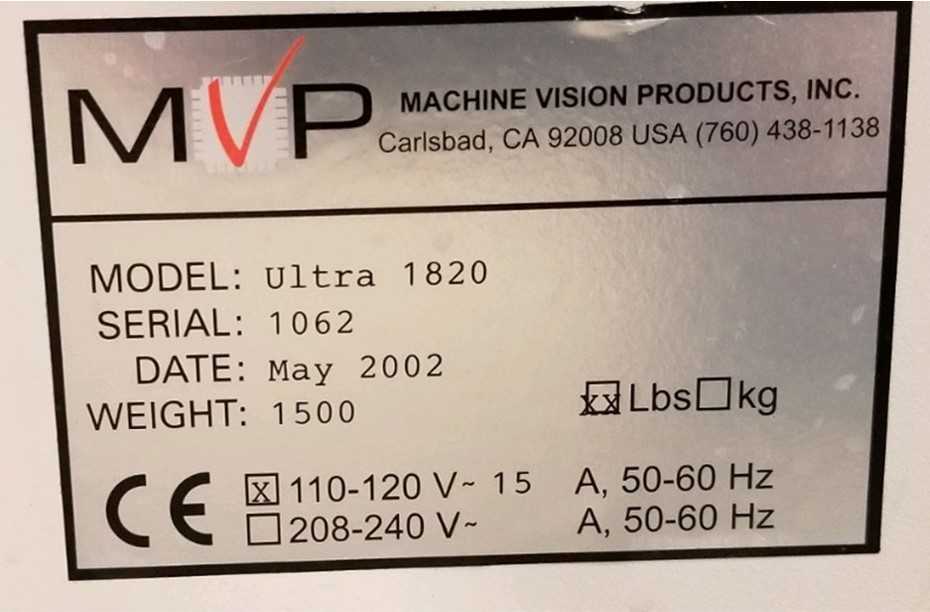 MVP 1820 Ultra Inspection system - PROCESS EQUIPMENT
