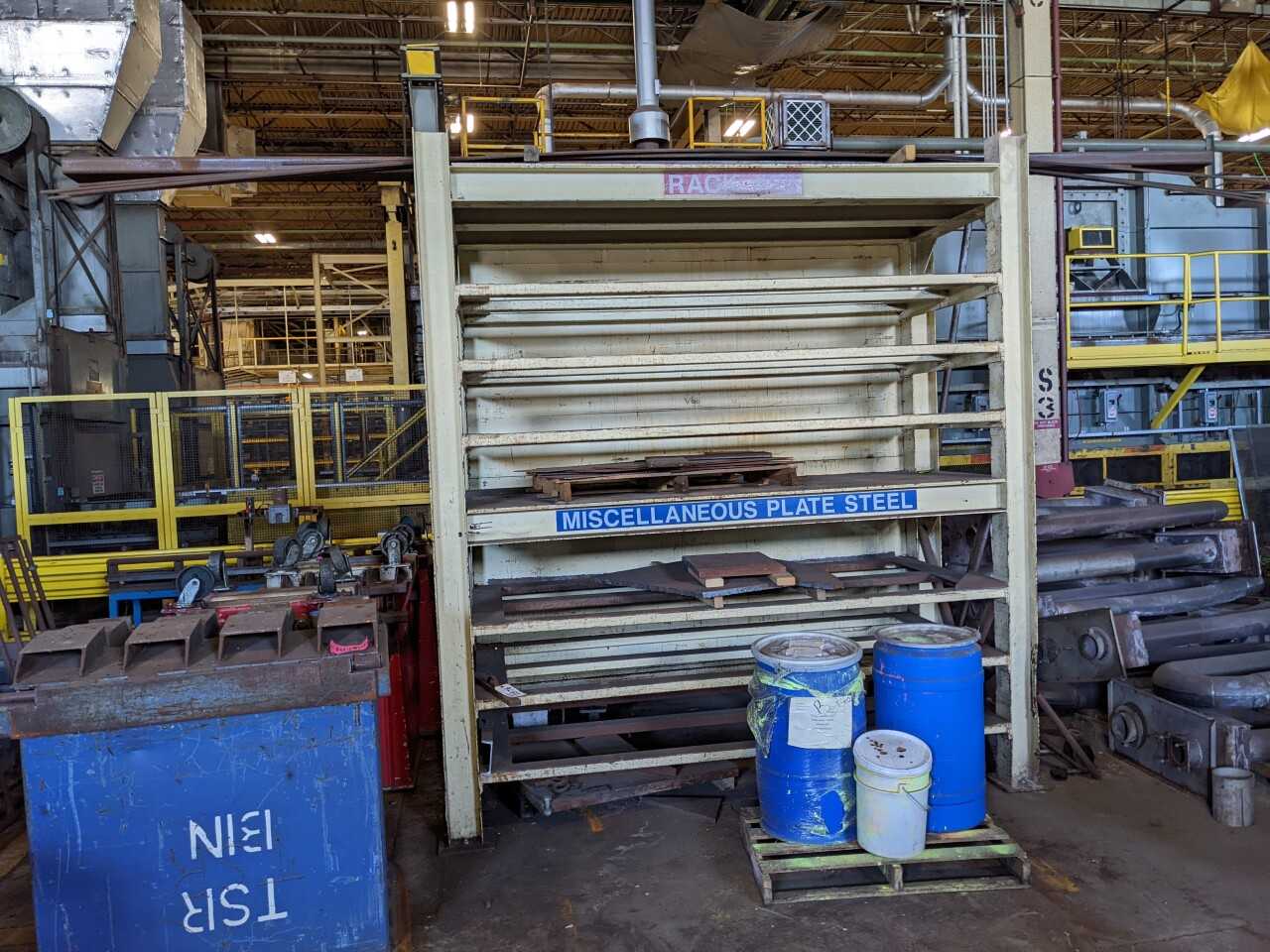 SECTION OF WAREHOUSE RACKING FOR PLATE WITH CONTENTS, STEEL PLATE - PALLET RACKING