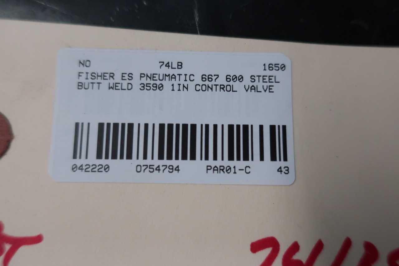 FISHER ES PNEUMATIC 667 600 STAINLESS SOCKET WELD 3590 1IN CONTROL VALVE - CONTROL VALVE