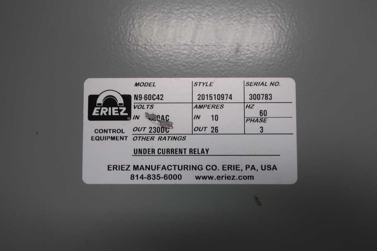 ERIEZ N9-60C42 UNDER CURRENT RELAY - AUTOMATION & CONTROLS