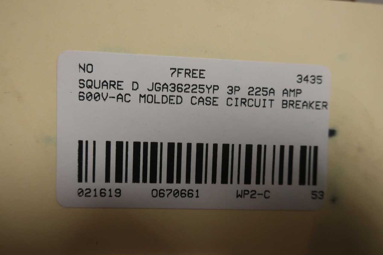 SQUARE D JGA36225YP POWERPACT 3P 225A AMP 600V-AC MOLDED CASE CIRCUIT BREAKER - CIRCUIT BREAKERS