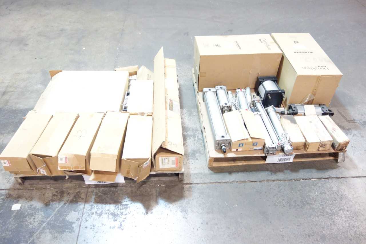 2 PALLETS OF ASSORTED PNEUMATIC CYLINDERS, FILTERS, PARTS, LUBRICATOR - PNEUMATIC CYLINDERS & ACTUATORS