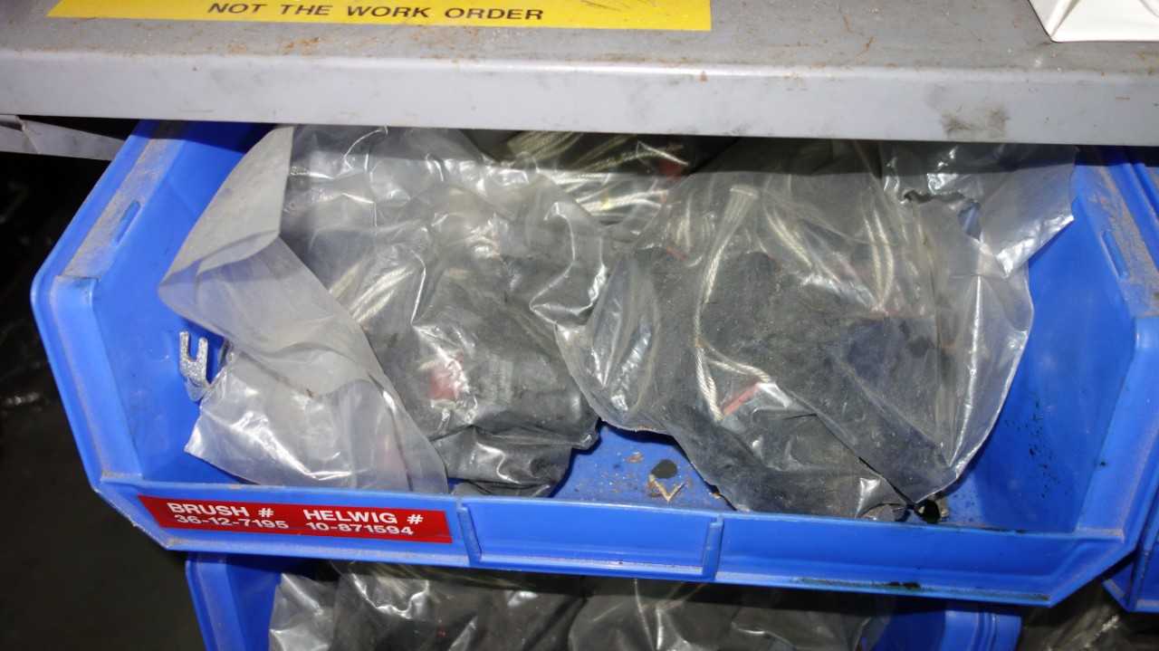 LOT OF NEW HELWIG ELECTRIC MOTOR BRUSHES w ROLLING CART - ELECTRIC MOTORS
