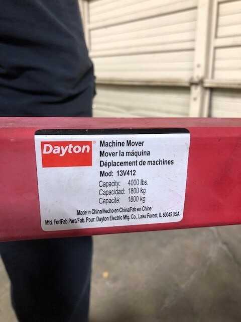 Dayton 4000lb machine mover - MACHINE TOOLING