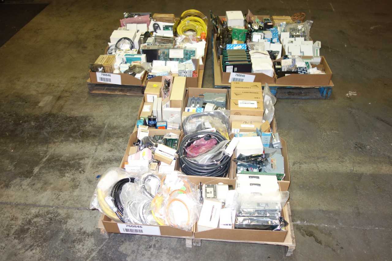 3 PALLETS OF ASSORTED PUSH BUTTONS, CONTROL MODULES, CIRCUIT BOARDS, CORDSETS, PARTS AND ACCESSORIES - AUTOMATION & CONTROLS