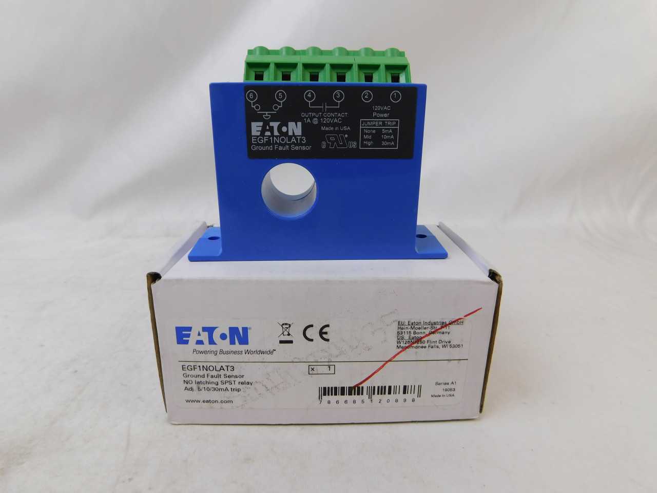 (2) Eaton EGF1NOLAT3 Ground Fault Sensor SPST Relay 30mA 120VAC - CIRCUIT BREAKERS