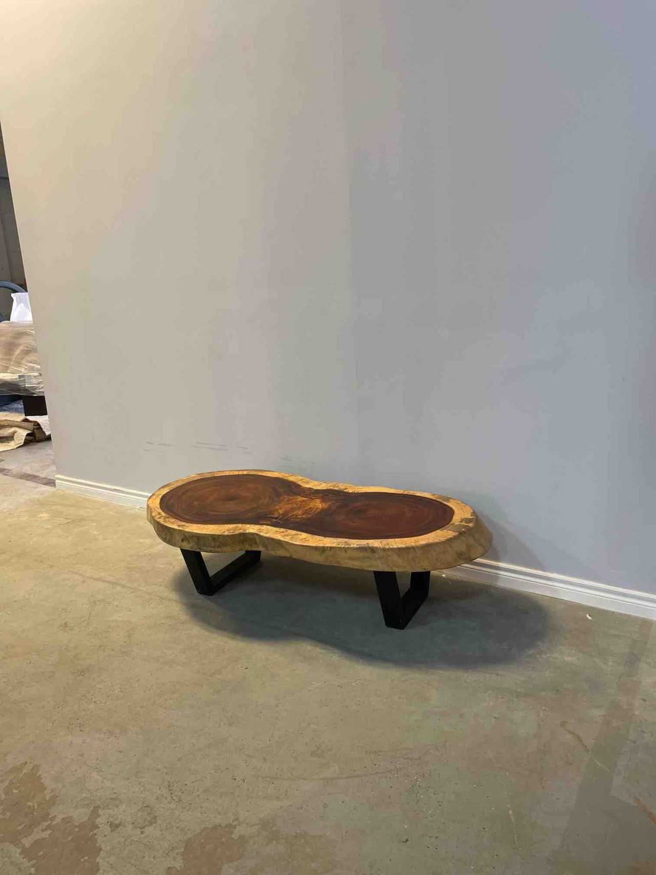 TRUNK COFFEE TABLE 60" X 32" X 17". FINISHED LIVE EDGE TOP - MACHINING EQUIPMENT