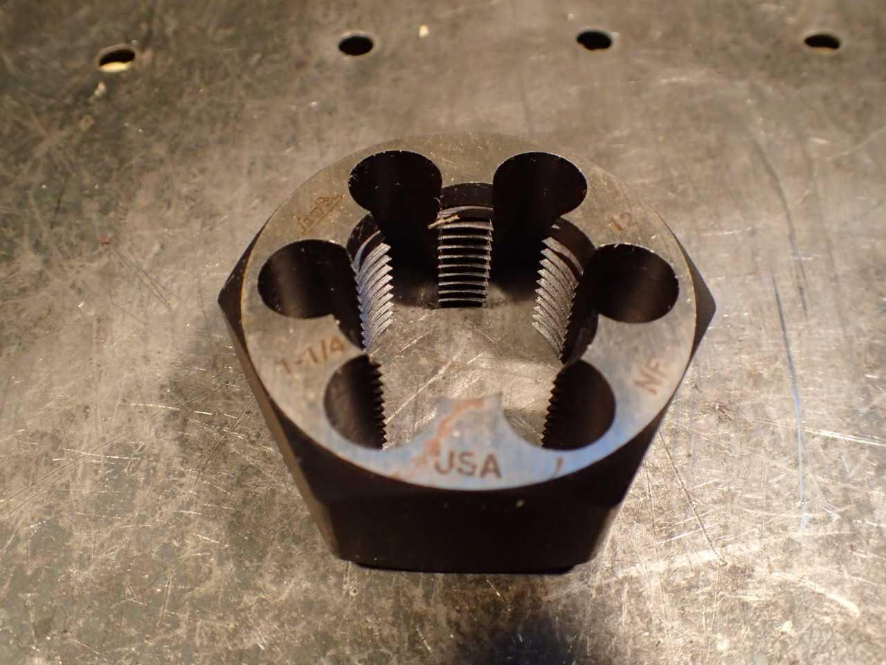 Greenfield Tool & Die 1-1/4" -12 NF Rethreading Die: 2-3/16" Hex Body, USA Made - END MILLS