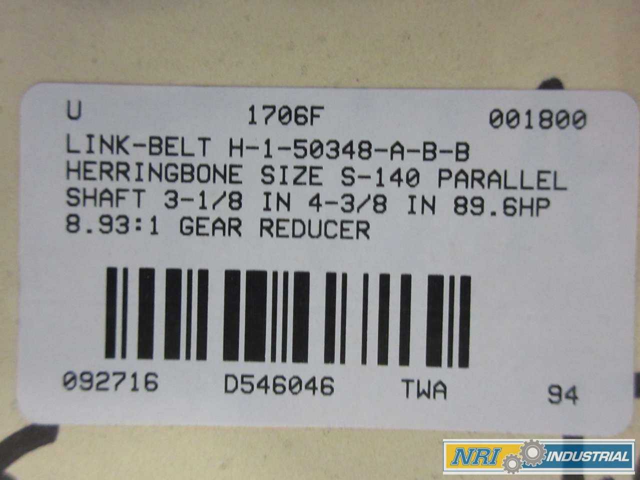LINK-BELT H-1-50348-A-B-B HERRINGBONE S-140 89.6HP 8.93:1 GEAR REDUCER - GEAR REDUCERS