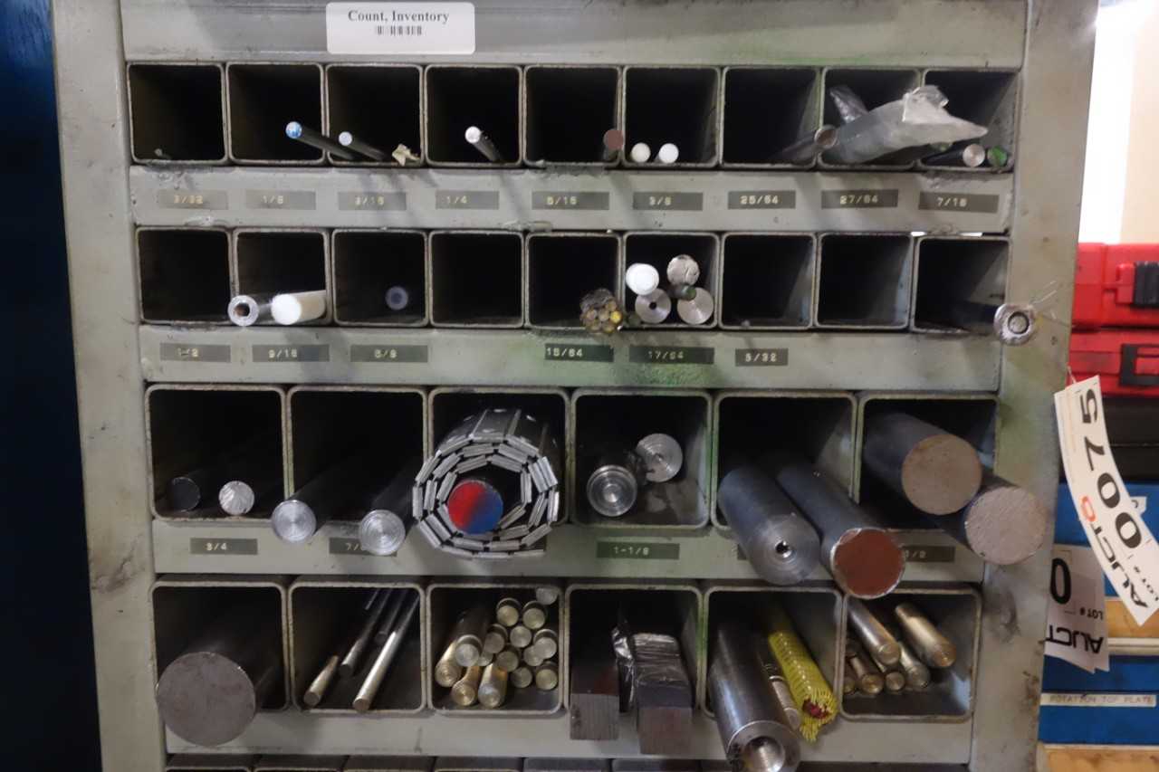 Pigeon hole shelving with round, square and flat metal stock - SHELVING